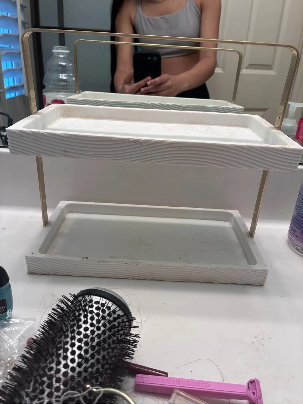 Two Tier Countertop Vanity Organizer White Shelf